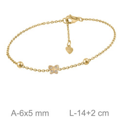 PULSERA PLATA B.ORO MARIPOSA CIRCONITAS