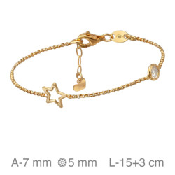 PULSERA PLATA B.ORO ESTRELLA PIEDRA BLANCA