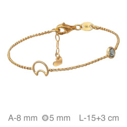 PULSERA PLATA B.ORO LUNA PIEDRA AZUL