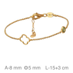 PULSERA PLATA B.ORO FLOR PIEDRA VERDE