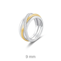 SORTIJA PLATA BICOLOR CRUZADA ZTAS