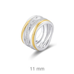 SORTIJA PLATA BICOLOR ZTAS CRUZADAS