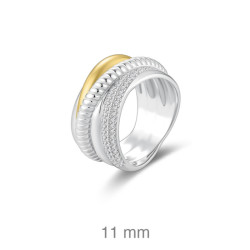 SORTIJA PLATA BICOLOR CRUZADA ZTAS