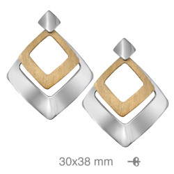 PENDIENTES PLATA BICOLOR ROMBO