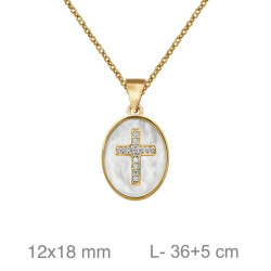 GARGANTILLA PLATA B.ORO+e COMUNION CRUZ CIRCONITAS NACAR