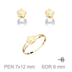 JUEGO PLATA B.ORO+e COMUNION FLOR PERLA CIRCONITA