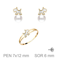 JUEGO PLATA B.ORO+e COMUNION PERRITO NACAR