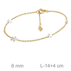 PULSERA PLATA B.ORO+e PERRITO NACAR PERLA