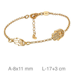 PULSERA PLATA B.ORO MANO FATIMA ZTAS