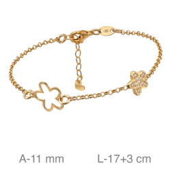 PULSERA PLATA B.ORO FLOR CIRCONITAS