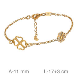 PULSERA PLATA B.ORO TREBOL CIRCONITAS