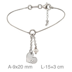 PULSERA PLATA CORAZON PERLA