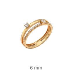 SORTIJA PLATA B.ORO+e DOBLE CIRCONITAS