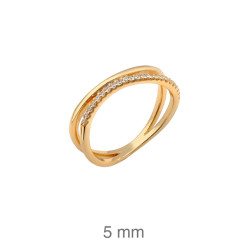 SORTIJA PLATA B.ORO+e DOBLE CIRCONITAS